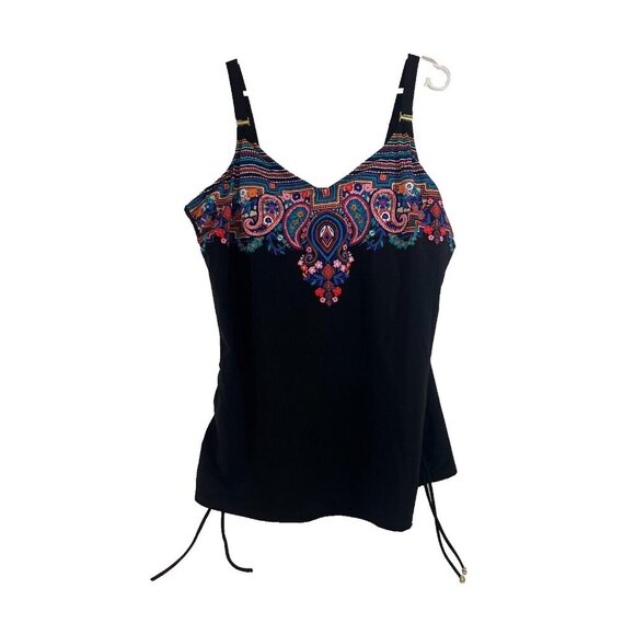 Christina Swimwear Tankini Bathing Suit Top Women Plus 3XD Black Floral Long NWT - Picture 1 of 10